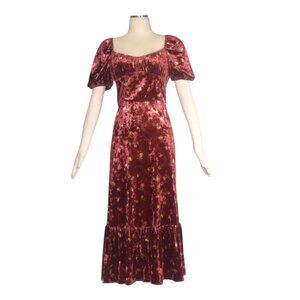 LAIT Collection Brielle Sweetheart Neckline Stretch Velvet Dress Floral M